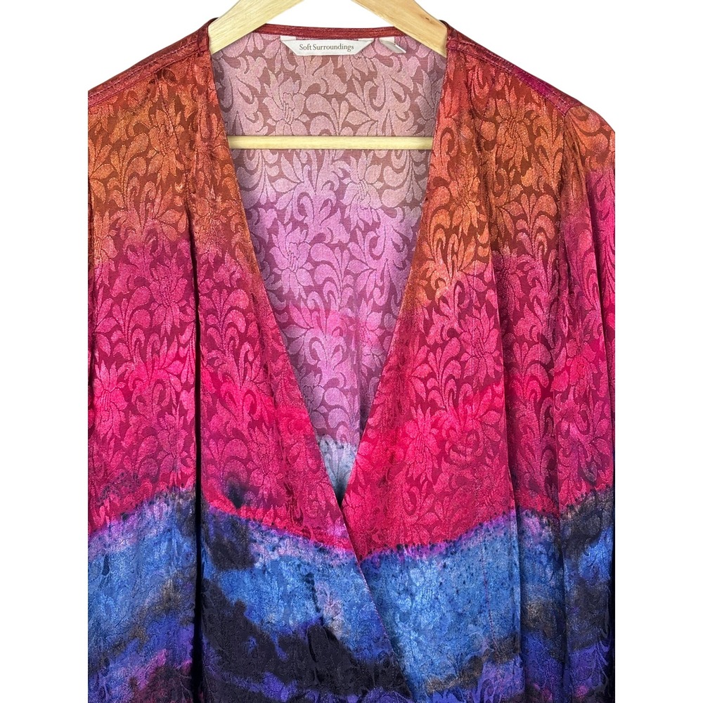 Soft Surroundings Womens Kimono Topper Cardigan Sz M Festival Flowy Layering - Picture 2 of 10